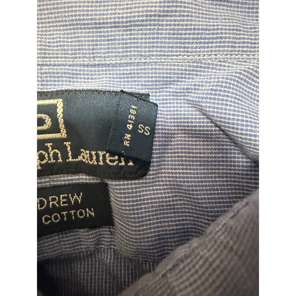 Polo Ralph Lauren Andrew Blue Micro Stripe Cotton Button Down Shirt Mens 17.5 35